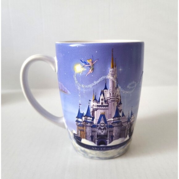 Walt Disney World Coffee Mug Raised 3D Cinderella Castle Tinkerbell Glitter - Picture 7 of 10